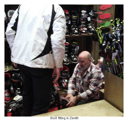 Boot fitting in Zenith ski shop Val Thorens ski shops, ski hire, boot fitting, Zenith ski shop