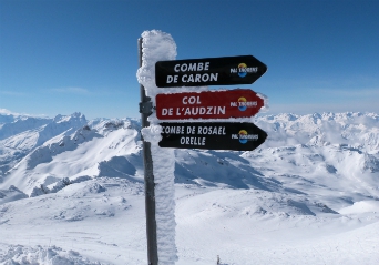 Cime de Caron Signposts on top of the Cime de Caron