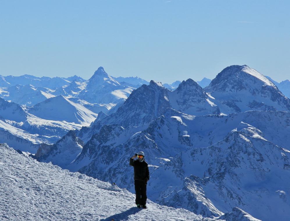 Skier takes selfie, Cime de Caron Val Thorens, January 2016 Skier takes selfie, Cime de Caron Val Thorens, January 2016
